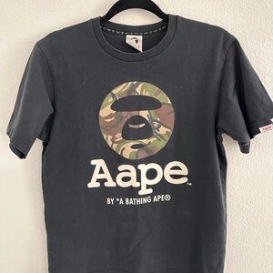 Aape Black Tee with Camo Logo